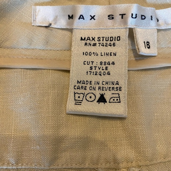 Max Studio 100% Linen Pants in Cream Size 16 - Picture 3 of 7